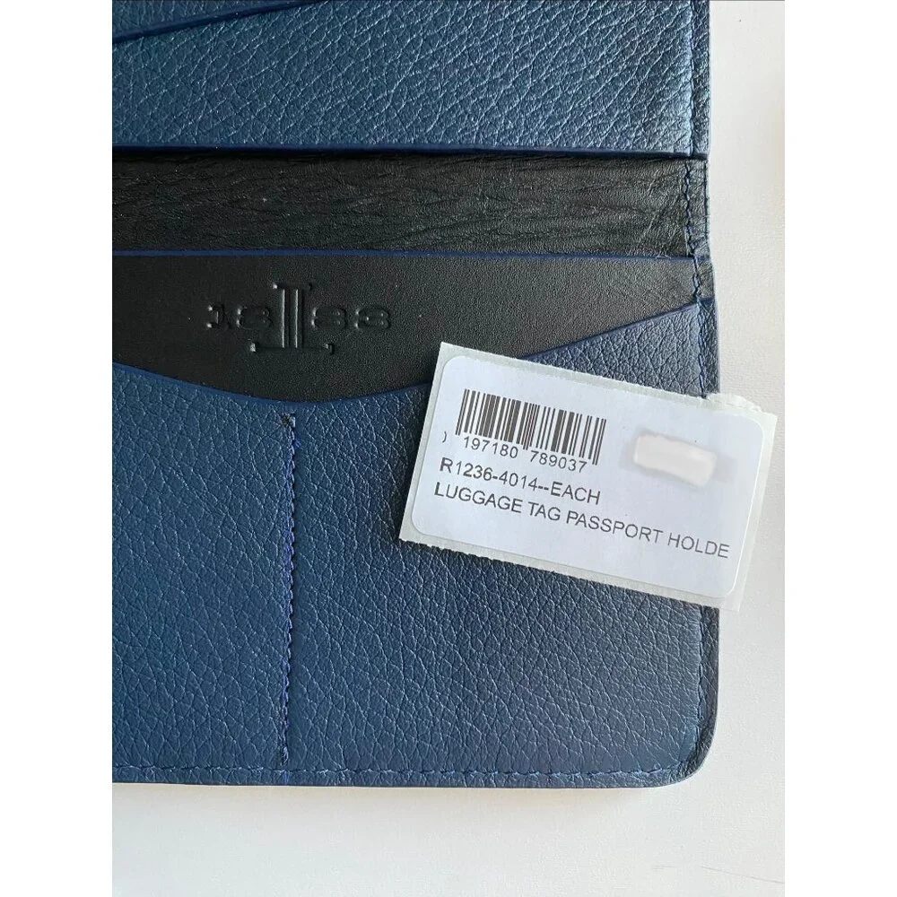 Lucchese Leather Passport Holder + Luggage Tag Set Navy Blue NWT - Picture 13 of 13